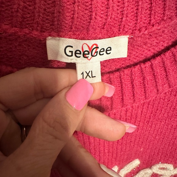 Dark Pink Sweater by GeeGee size 1XL fits more like a Large - Picture 5 of 7